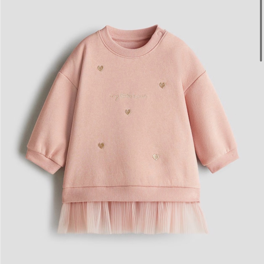 H&M Pink Sweatshirt with Gold Heart Details